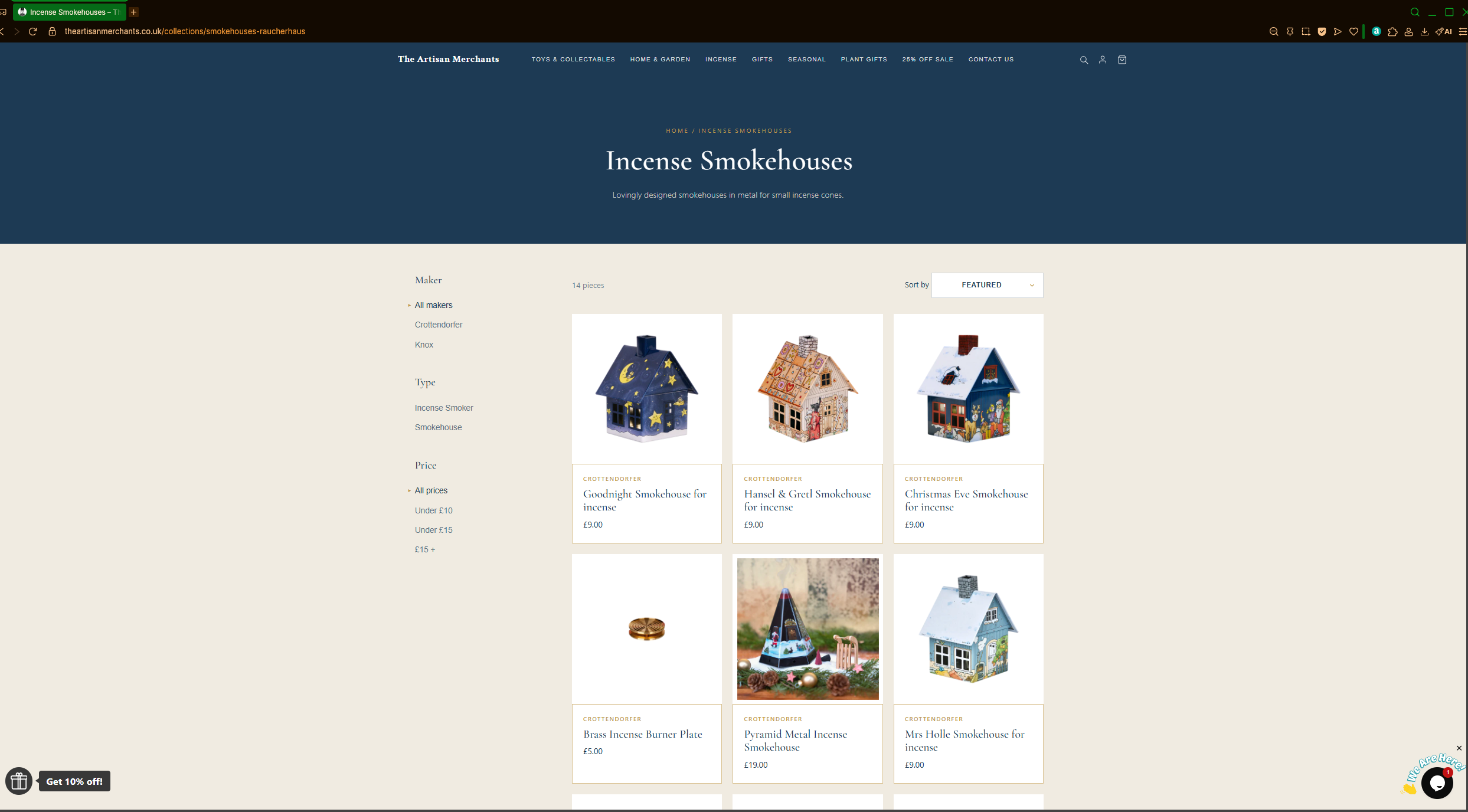 The Artisan Merchants collection page — redesigned